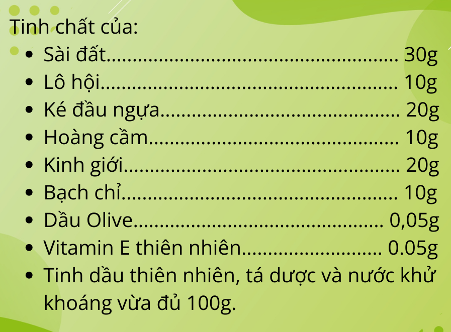 Các thành phần sữa rửa mặt CODOBYE thảo dược