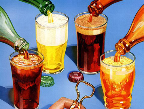 Đồ uống có ga chứa chất kích thích: Nước ngọt, rượu, bia,…